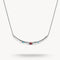 Silver necklace with gemstones on a white background