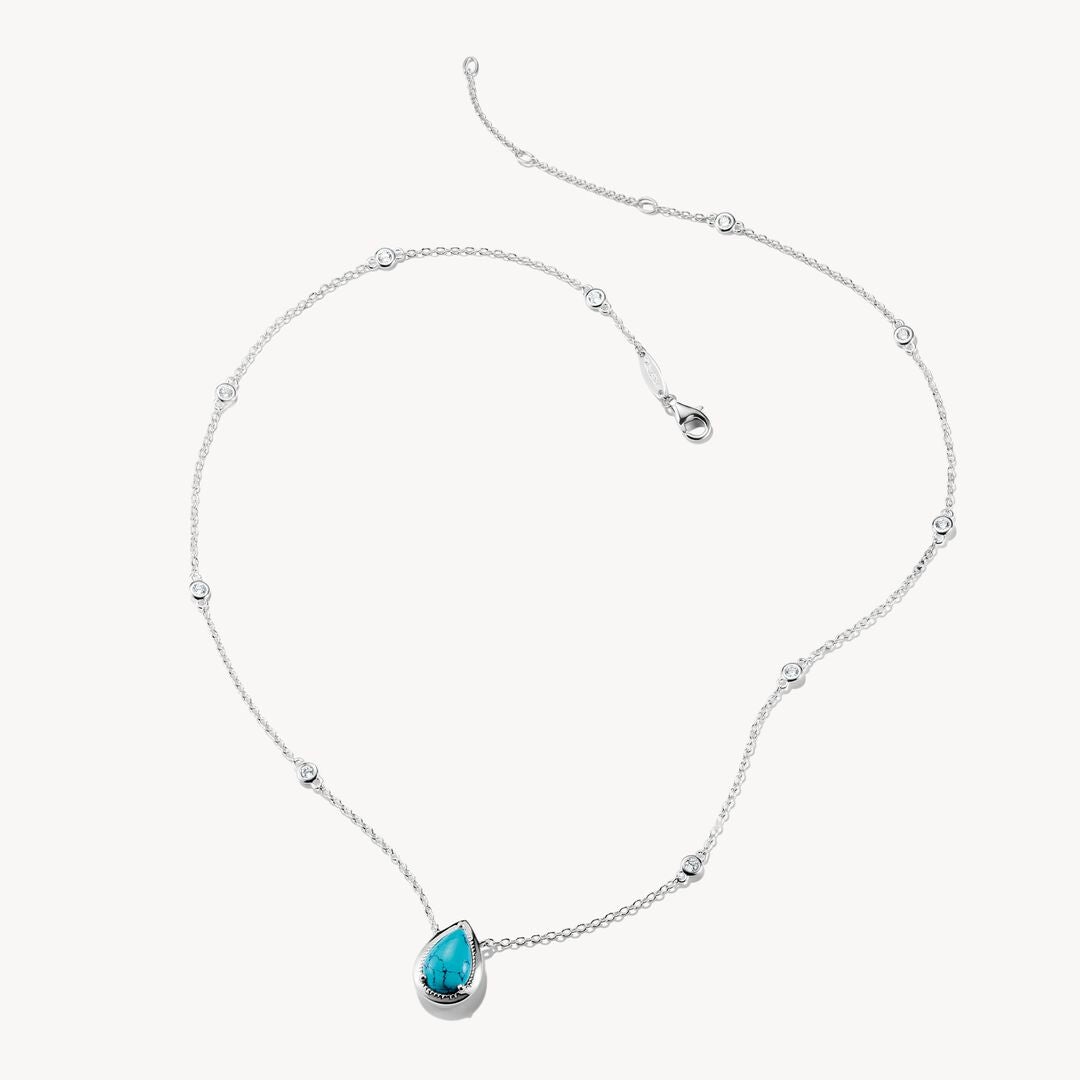Thomas Sabo Elyndra Sterling Silver Imitation Turquoise Teardrop Stone Necklace KE2331-405-17