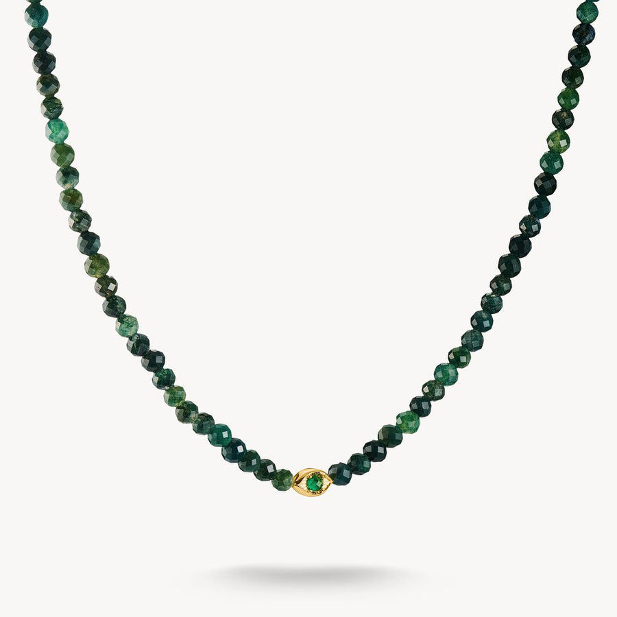 Thomas Sabo Elyndra Silver 18 Carat Gold Plated Green Agate yellow gold Necklace KE2332-472-6