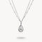 Silver teardrop pendant necklace on a white background
