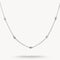 Silver necklace with small diamonds on a white background