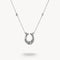 Silver horseshoe necklace on a white background