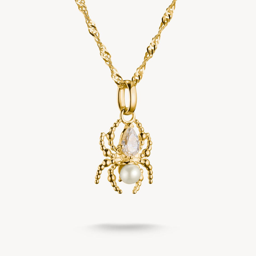 Thomas Sabo Sterling Silver Gold Plated True Romance Spider Pearl Necklace KE2351-445-14