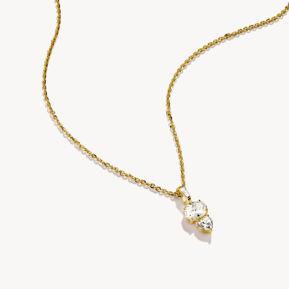 Thomas Sabo Bold Elegance Silver 18 Carat Gold Plated Zirconia yellow gold Necklace KE2363-414-14