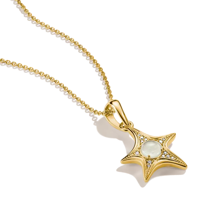 Thomas Sabo 18k Gold Plated Fluid Elegance Mother Of Pearl Starfish Necklace KE2382-M01-14-L55V