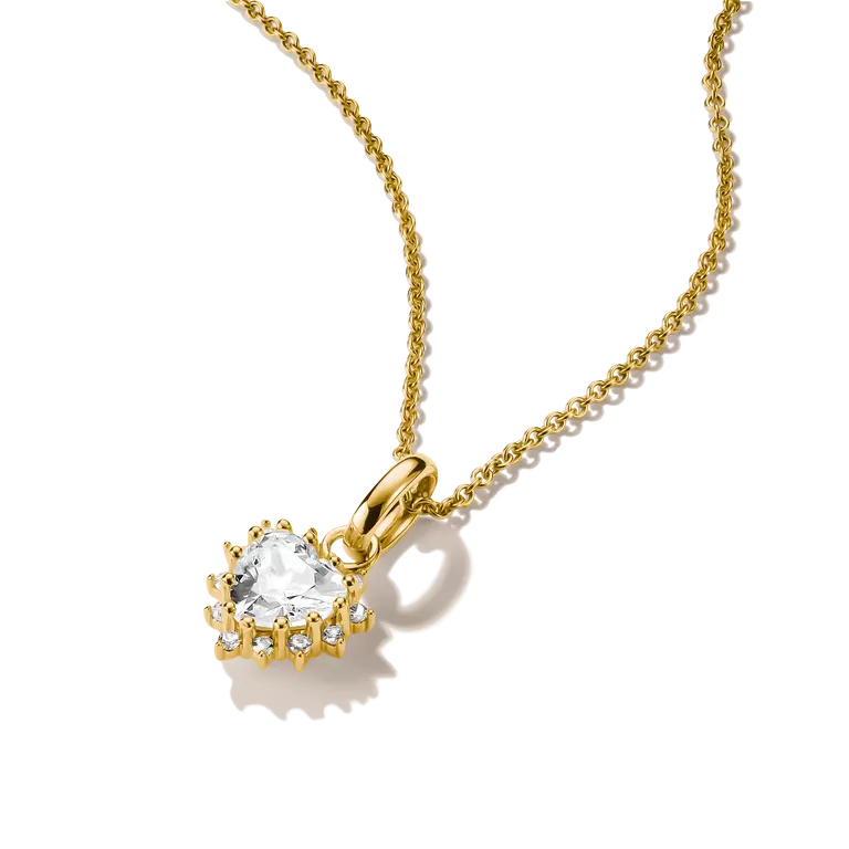 Thomas Sabo 18k Gold Plated Classic Heart Cut Zirconia Necklace KE2386-M01-14-L45V