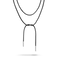 A black braided cord necklace with a knot at the center and silver-toned metal tips at the ends, shown against a plain white background.