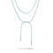 A double-layered cord necklace in a light pastel blue color, featuring silver metal tips at the ends of the hanging cords, shown against a plain white background.