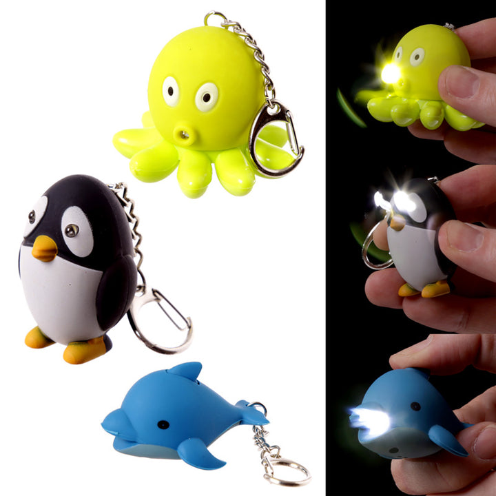 Octopus Penguin & Dolphin LED Sealife Keyring with Sound KEY19