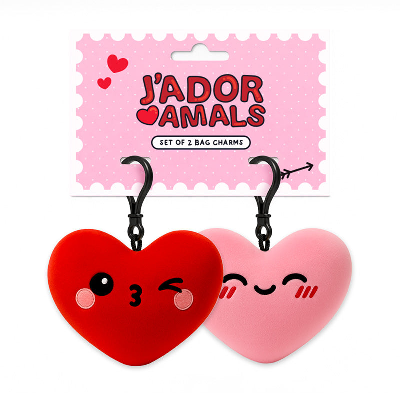Squidglys J'Adoramals Heart Pink & Red Mini Keyring Set of 2 KEY341