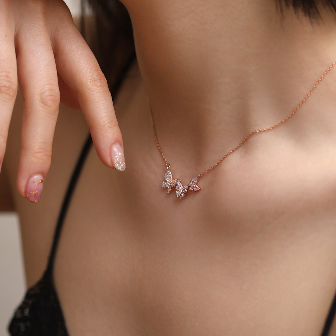 Triple Butterflies Necklace-3