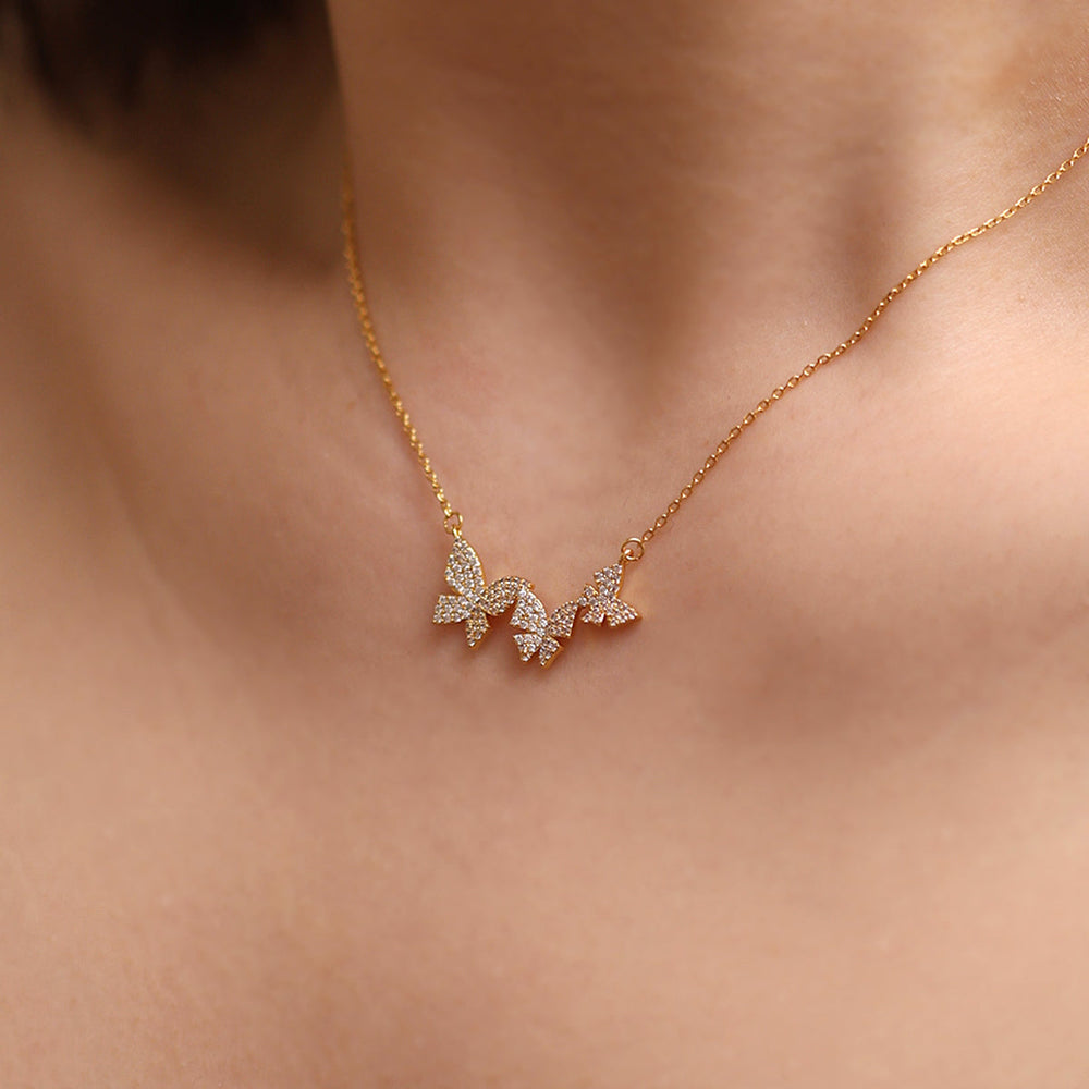Triple Butterflies Necklace