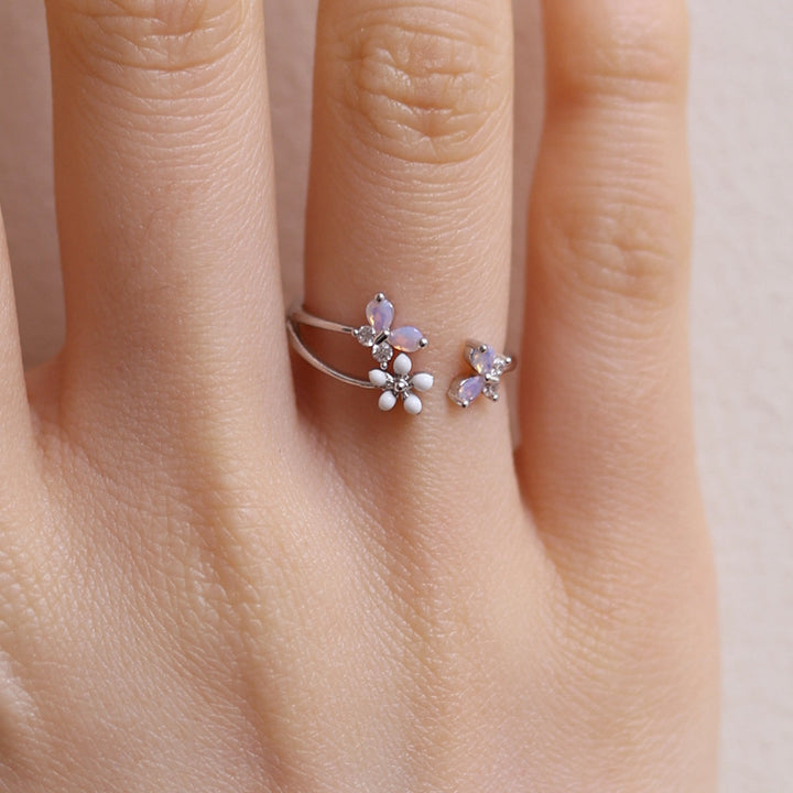 White Petal Butterfly Ring-2