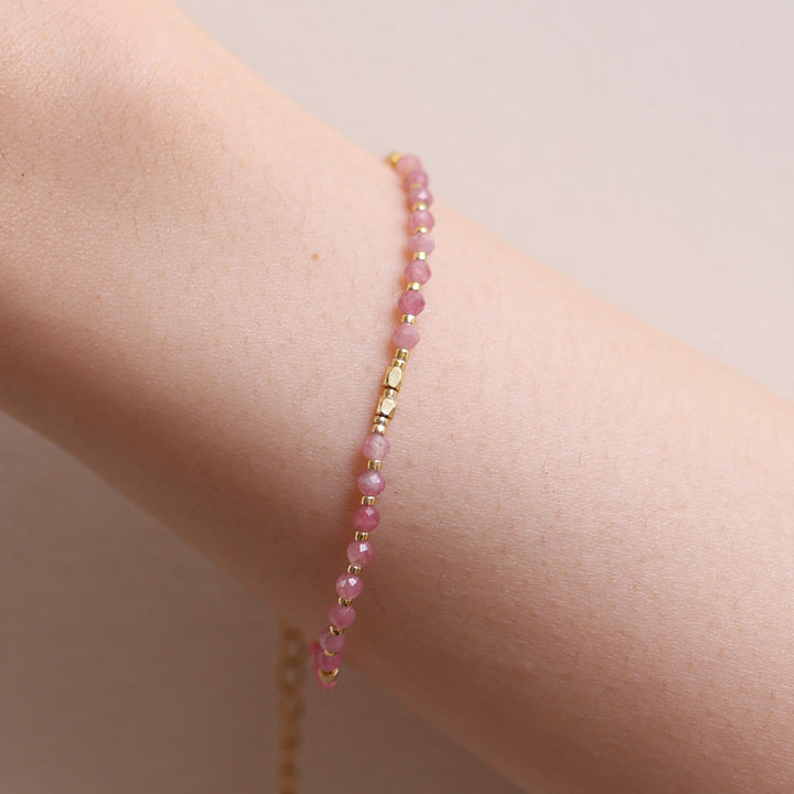 Pink opal beaded bracelet-2
