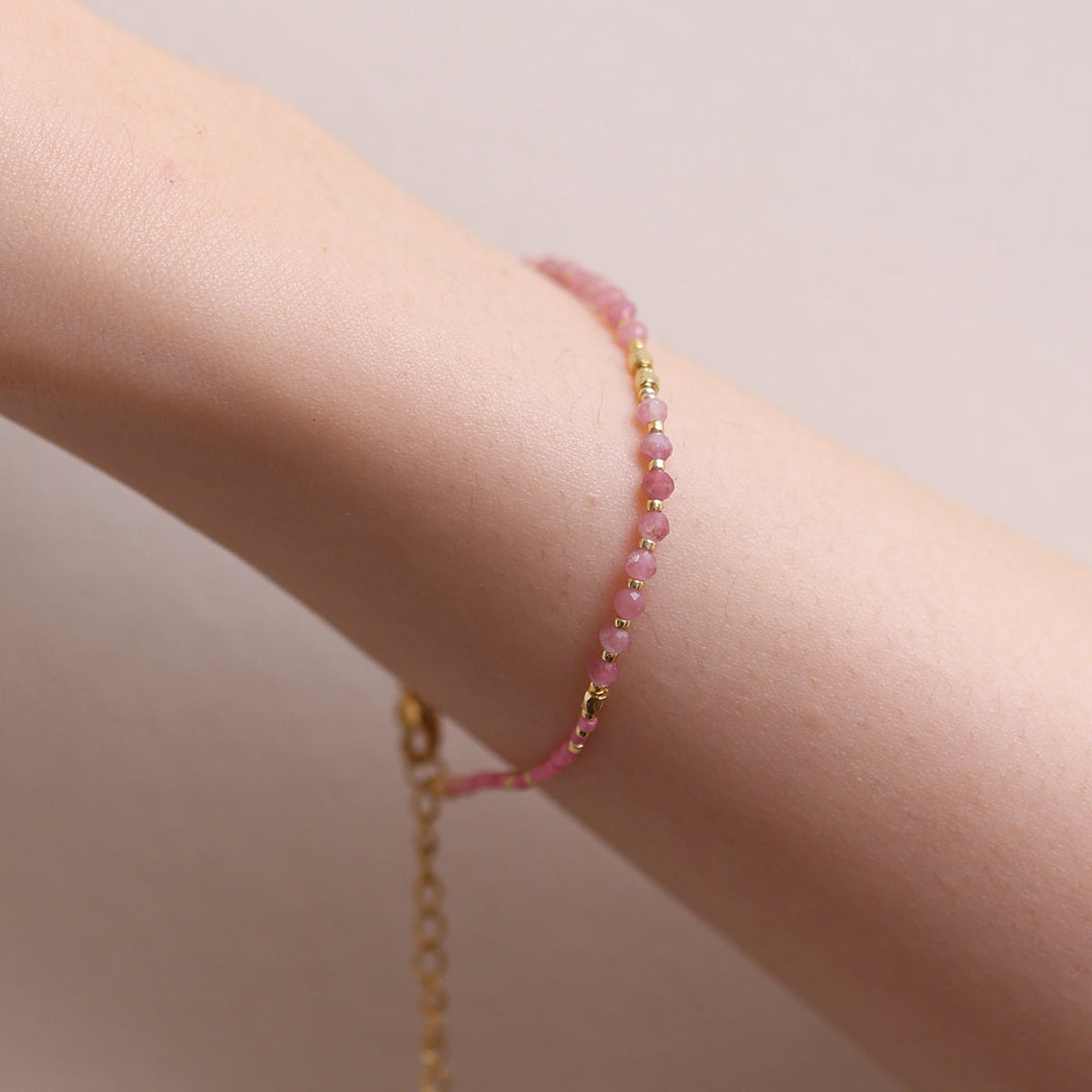 Pink opal beaded bracelet-0