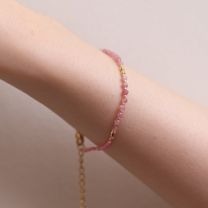 Pink opal beaded bracelet-0