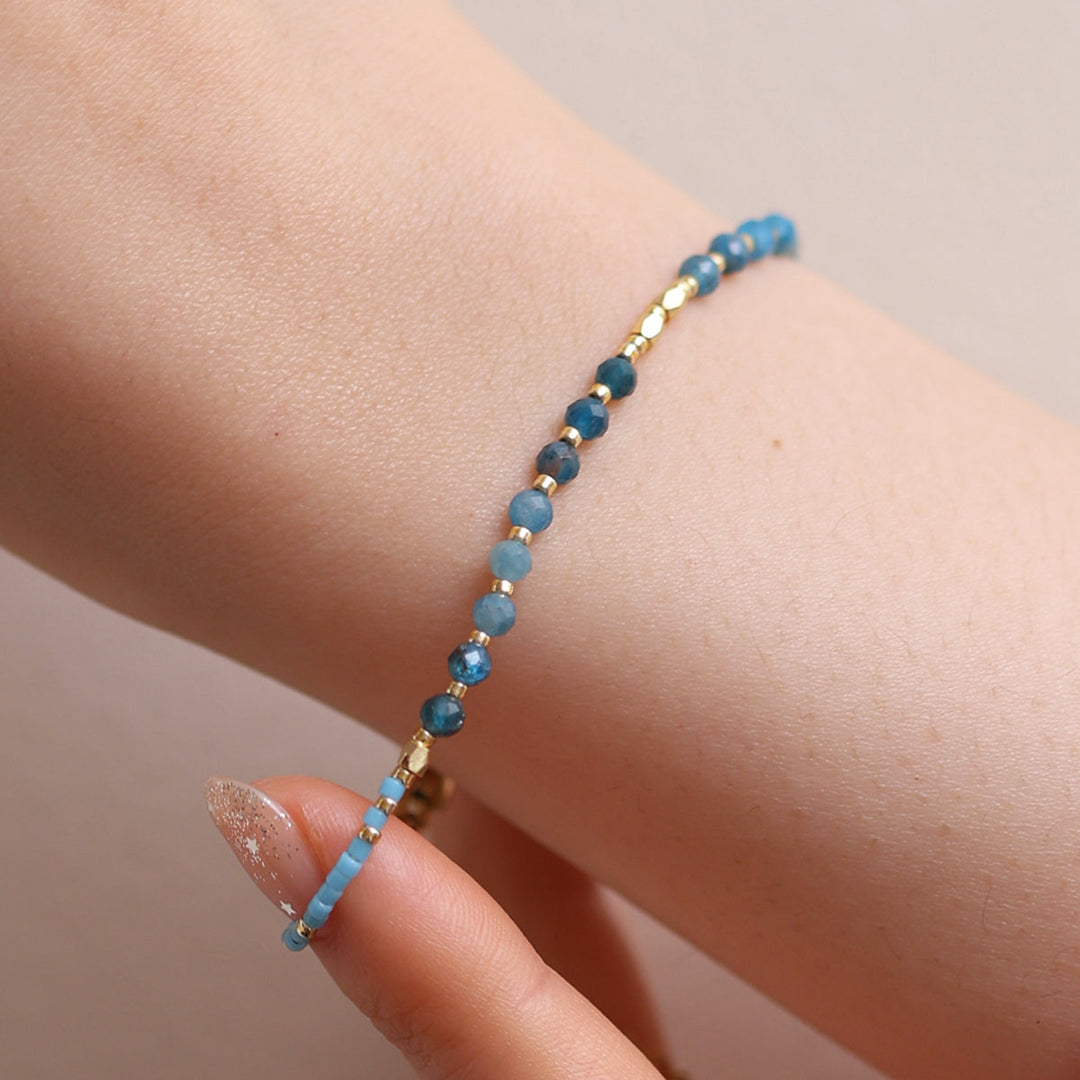 Aquamarine beaded bracelet-3
