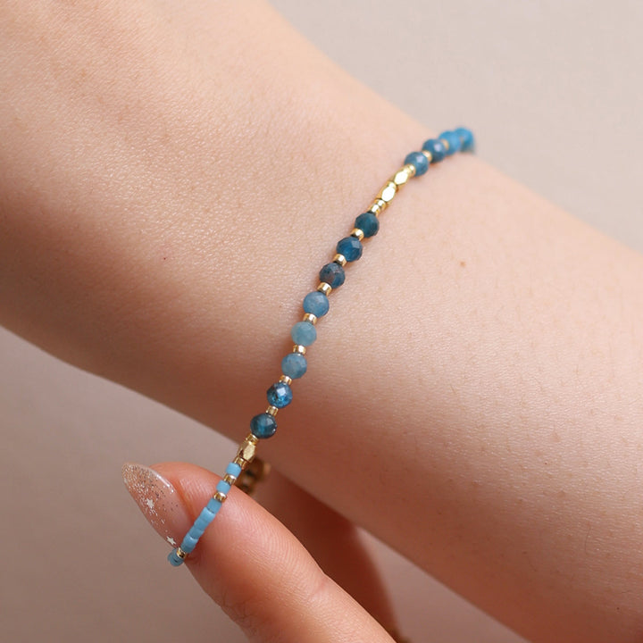 Aquamarine beaded bracelet-3