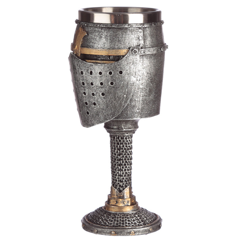 Decorative Medieval Helmet & Chain Mail Goblet KN187