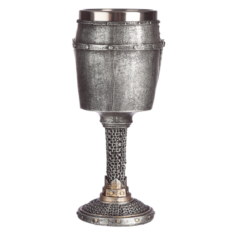 Decorative Medieval Helmet & Chain Mail Goblet KN187