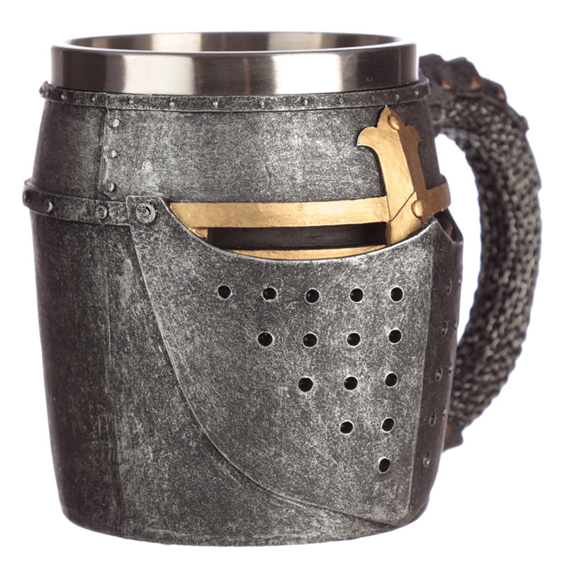 Decorative Medieval Helmet & Chain Mail Tankard KN189