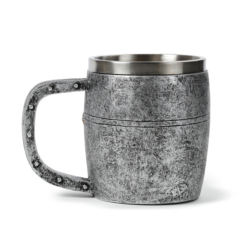 Decorative Medieval Knight Silver & Gold Helmet Tankard KN213