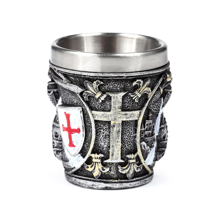 Decorative Medieval Knight with White & Red Shield Shot Glass KN227