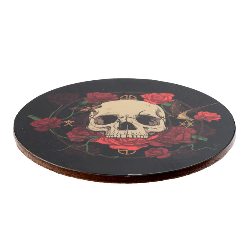 Skulls and Roses Set of 4 Cork Coasters KP72