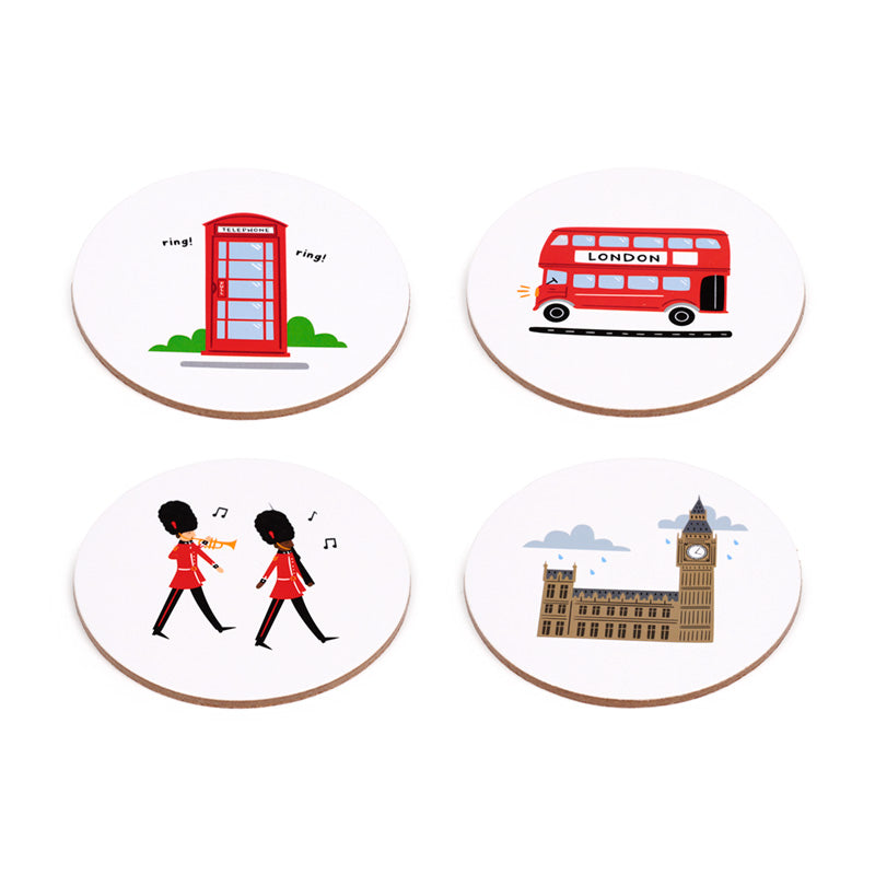 London Souvenir Set of 4 Cork Coasters KP82