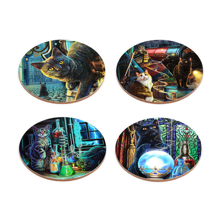 Lisa Parker Magical Cats Set of 4 Cork Coasters (New 2025) KP85