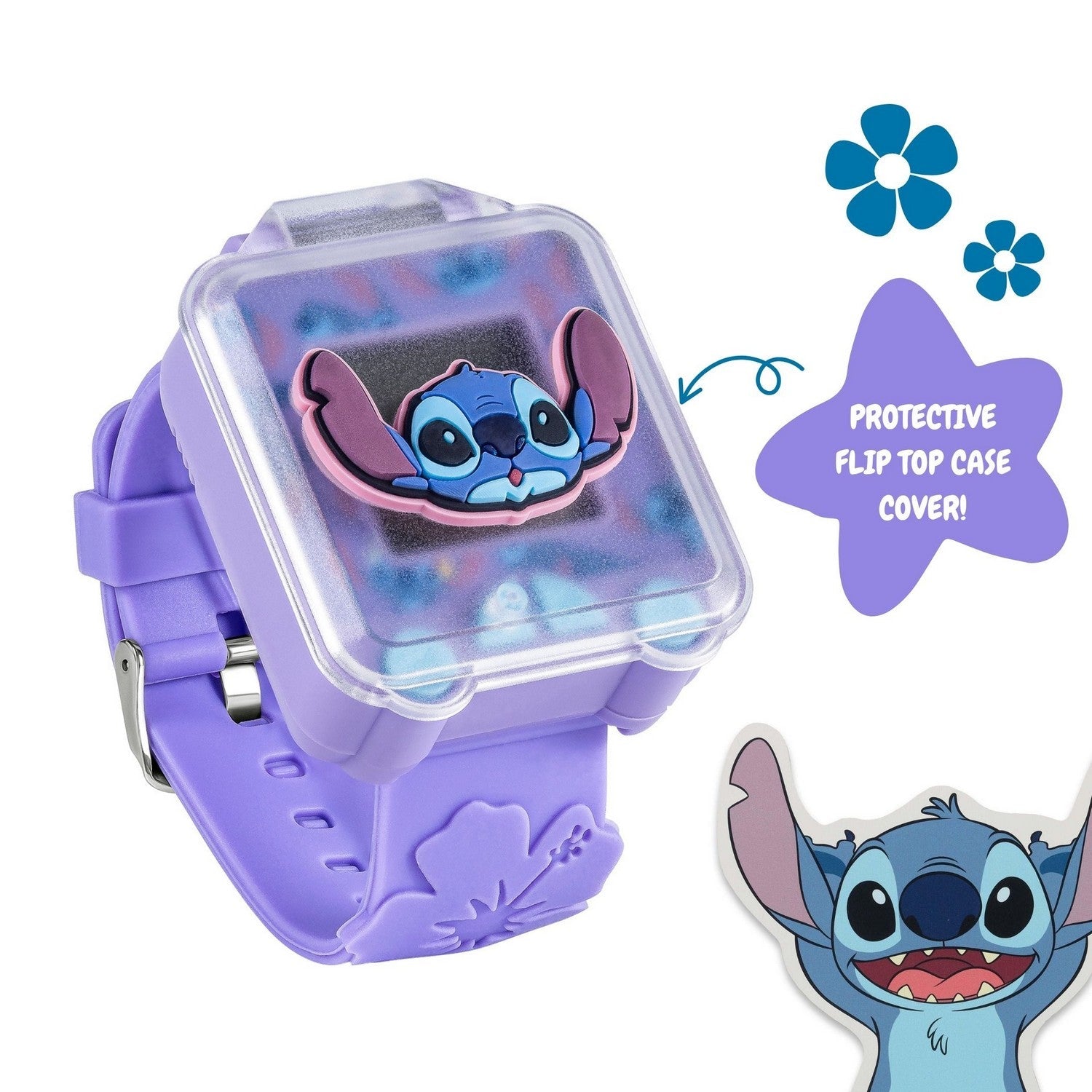 Disney Stitch Purple Strap Learning Blue Watch LAS4162