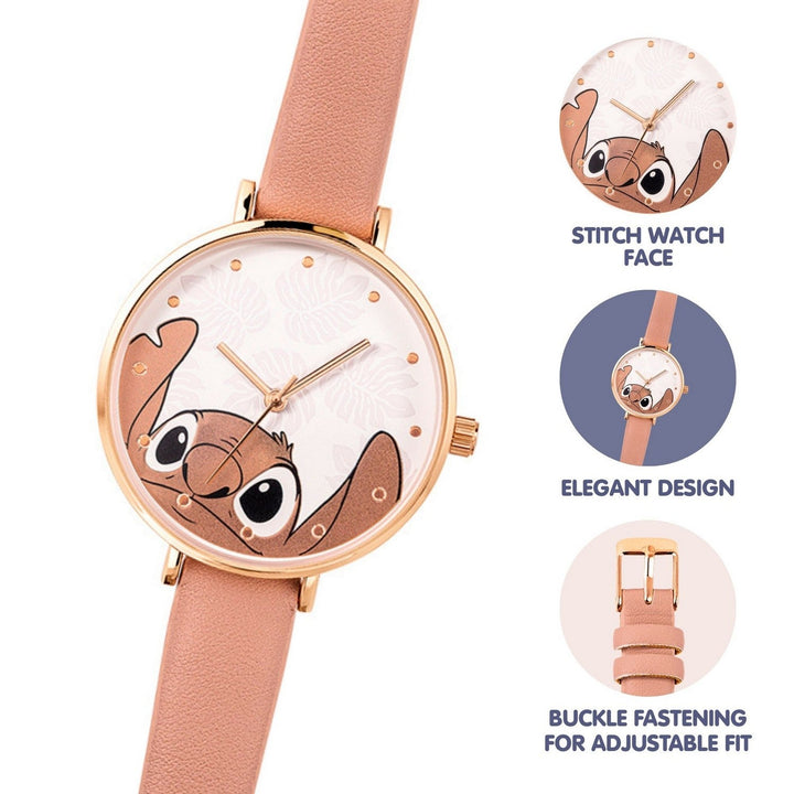 Disney Stitch Pink Analogue Orange Watch LAS5090