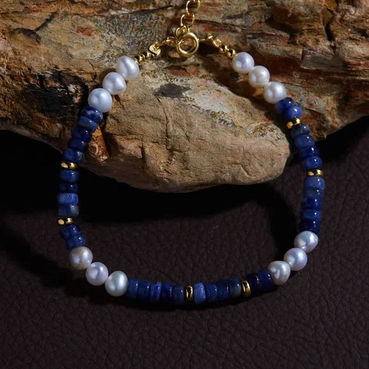 Natural Pearl and Blue Stone Bracelet