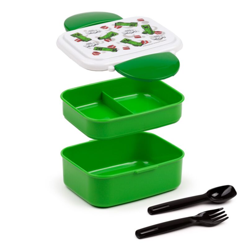 Minecraft SSS Boom Clip Lock Stacked Bento Lunch Box with Cutlery LBOX103