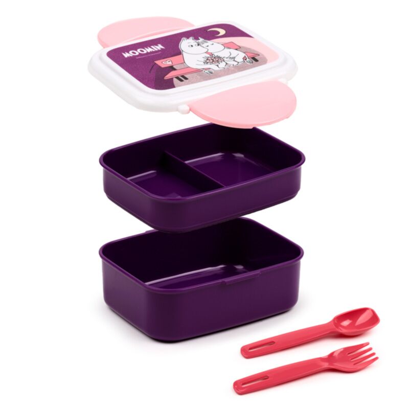 Moomin Clip Lock Stacked Bento Lunch Box with Cutlery LBOX109