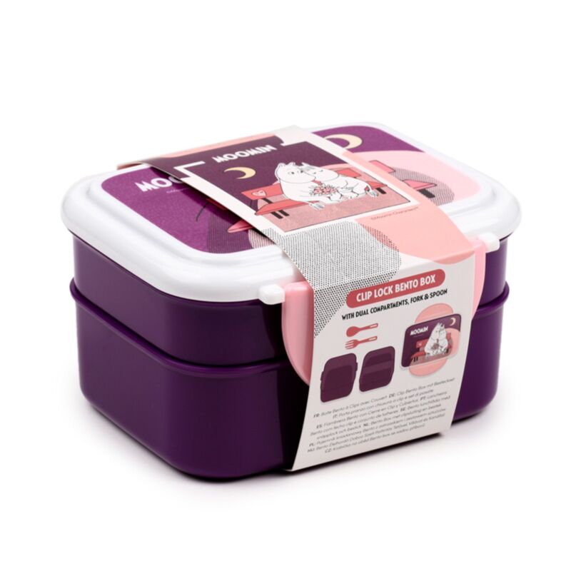Moomin Clip Lock Stacked Bento Lunch Box with Cutlery LBOX109