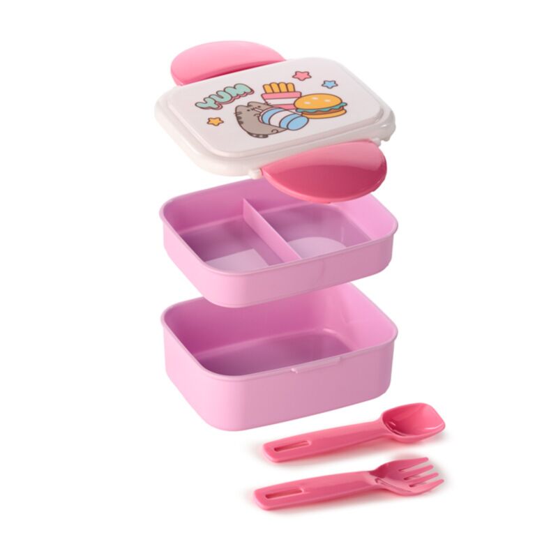 Pusheen the Cat Clip Lock Stacked Bento Lunch Box with Cutlery LBOX116