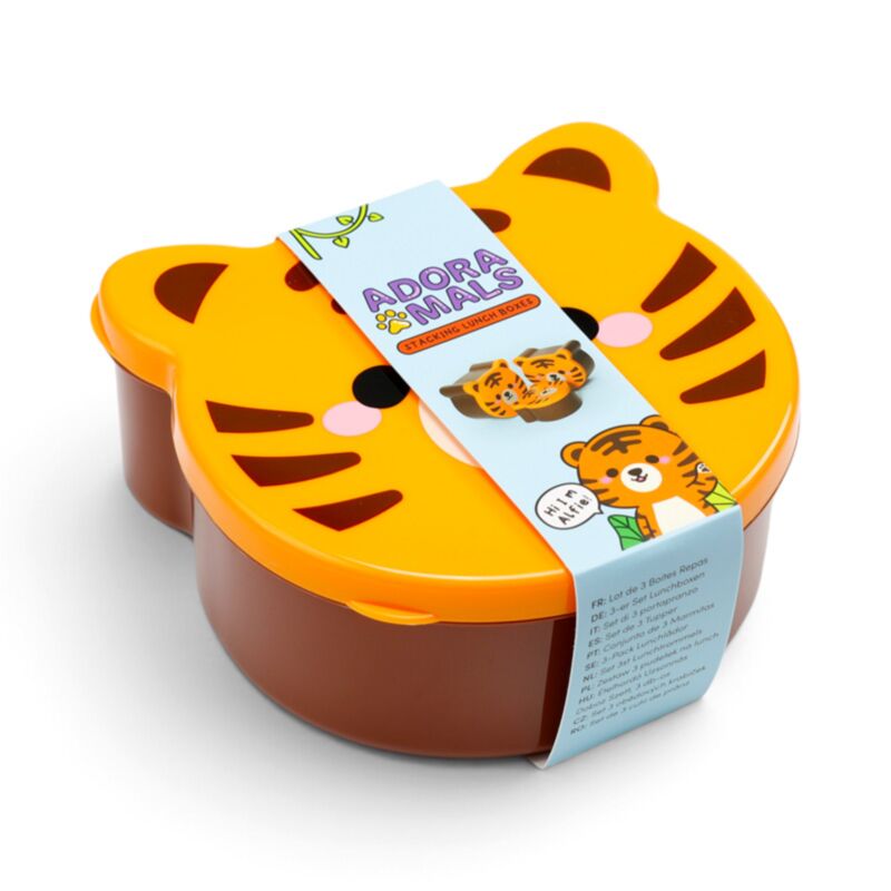 Adoramals Tiger Shaped Lunch Box Set of 3 LBOX142