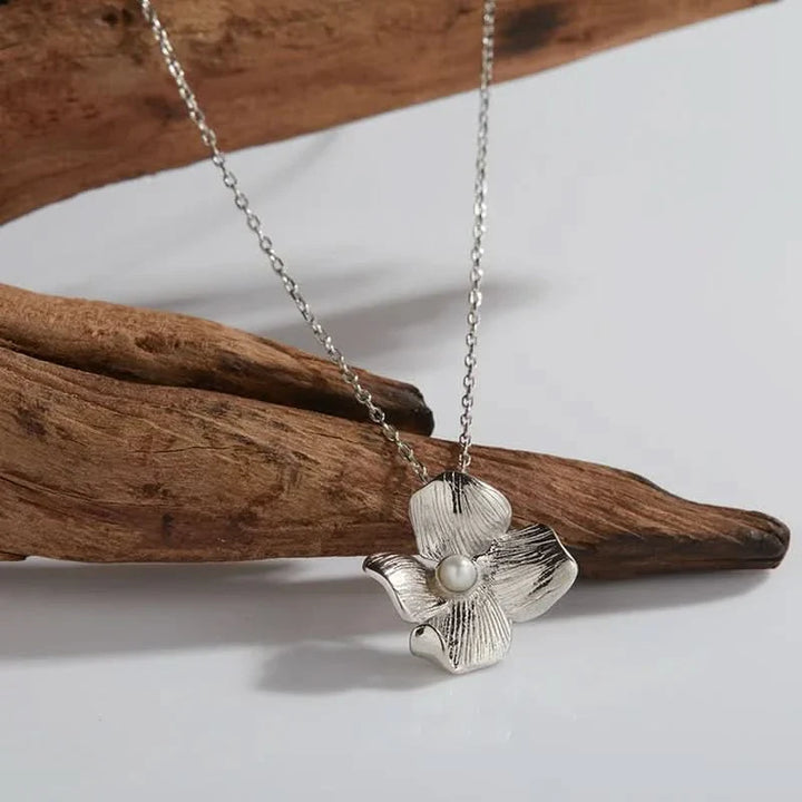 Silver Gold Flower Adjustable Pearl Necklace