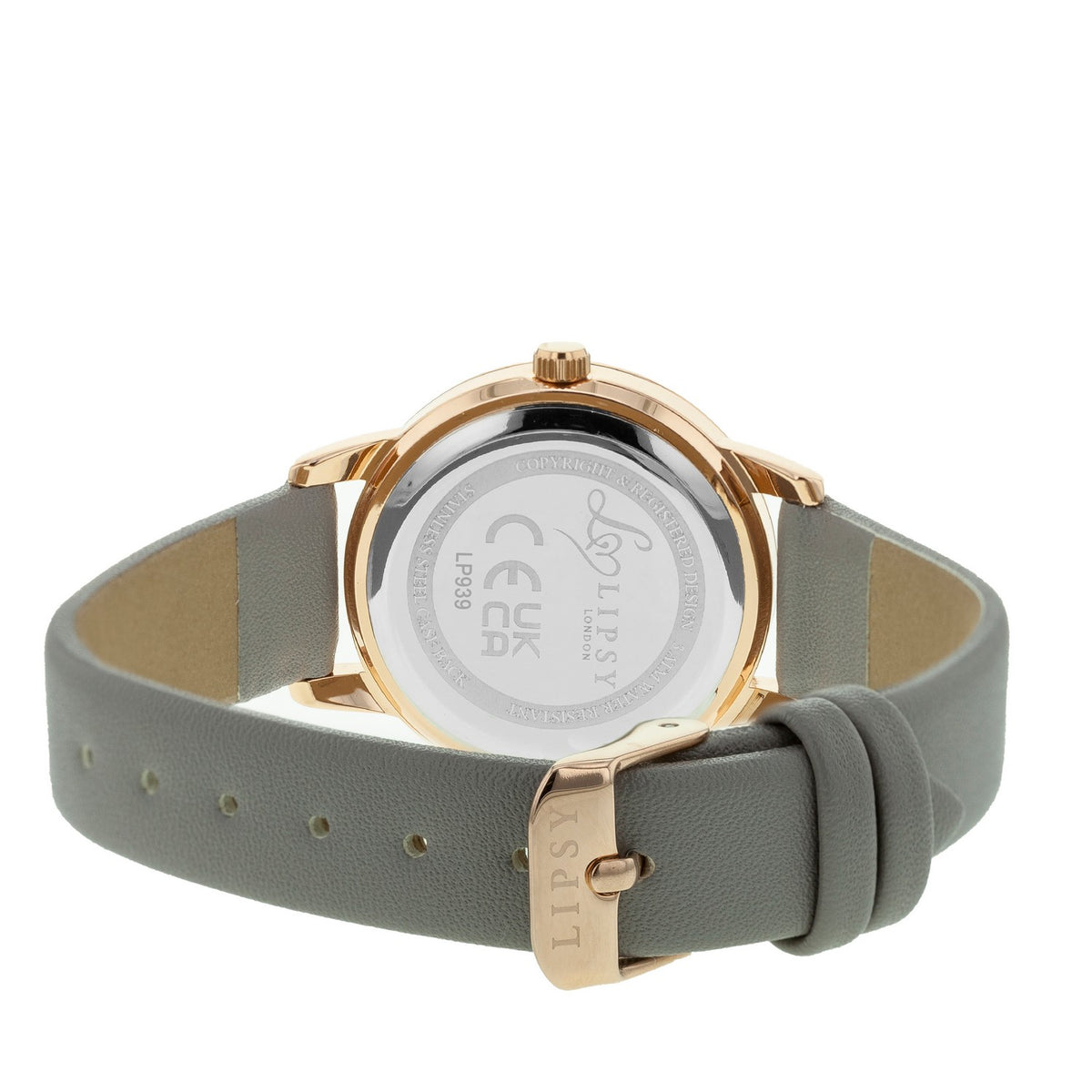 Lipsy Grey Strap Stone Set Rose Gold Case Grey Dial Watch LP939