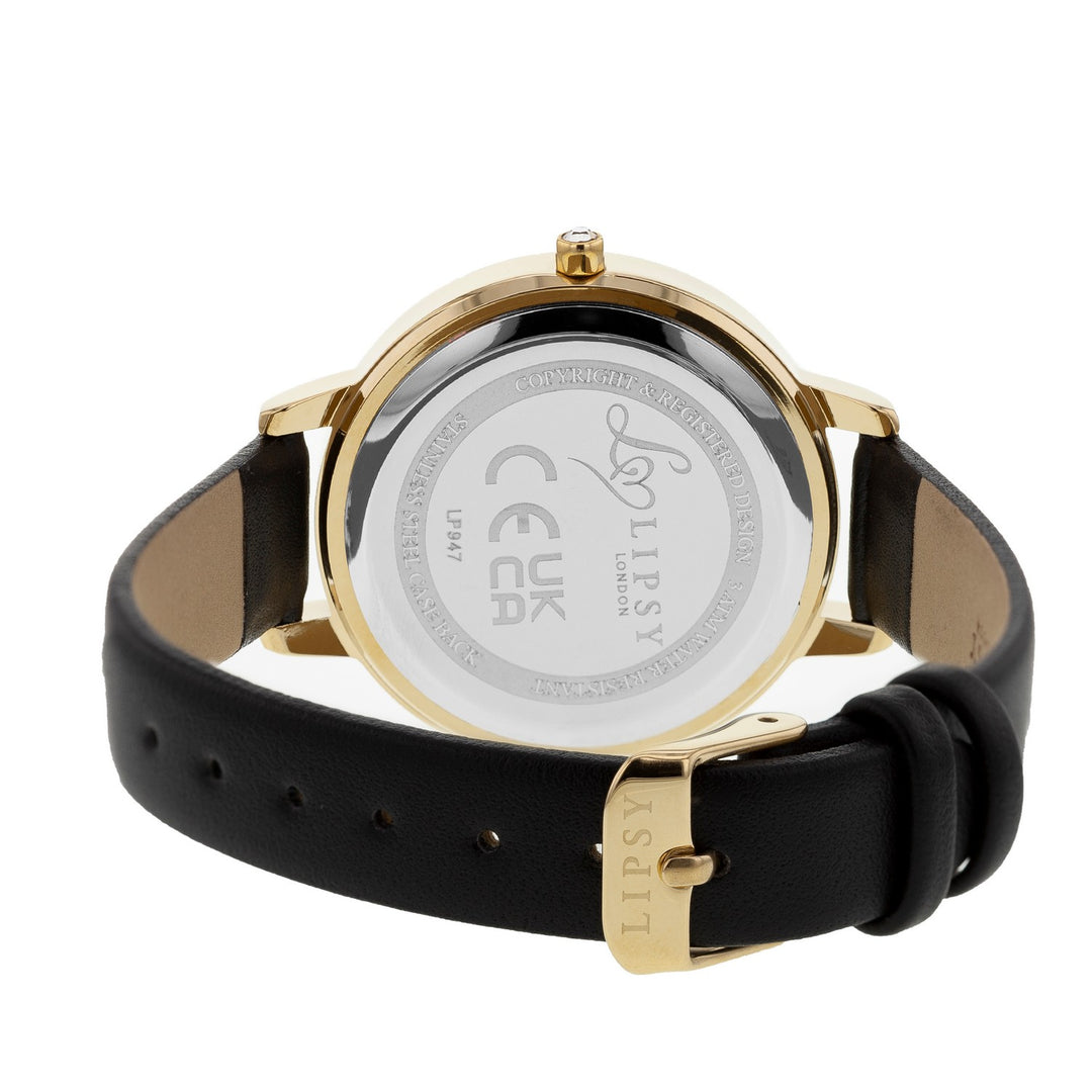 Lipsy Black Strap Gold Case A Floral Dial Watch LP947