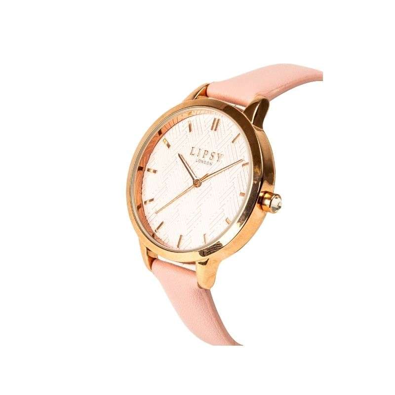Lipsy Pink Strap Pink Dial Rose Gold Bezel Watch LP965