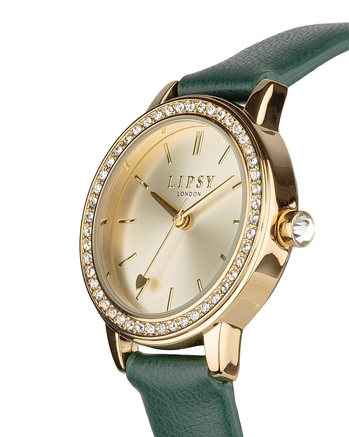 Lipsy Green Strap Dial Stone Set Bezel Watch LP981