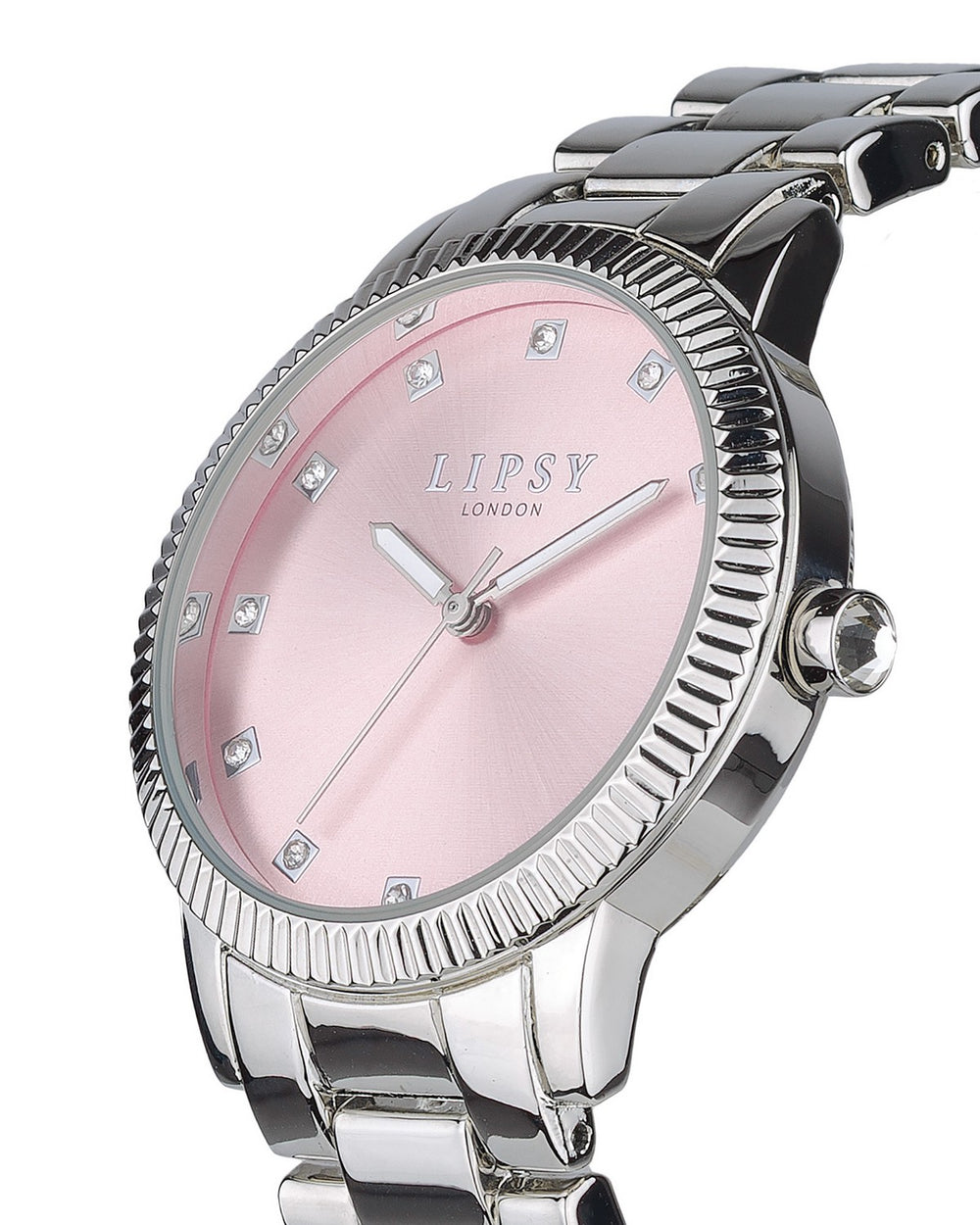 Lipsy Silver Bracelet Pink Sunray Dial Watch LP983