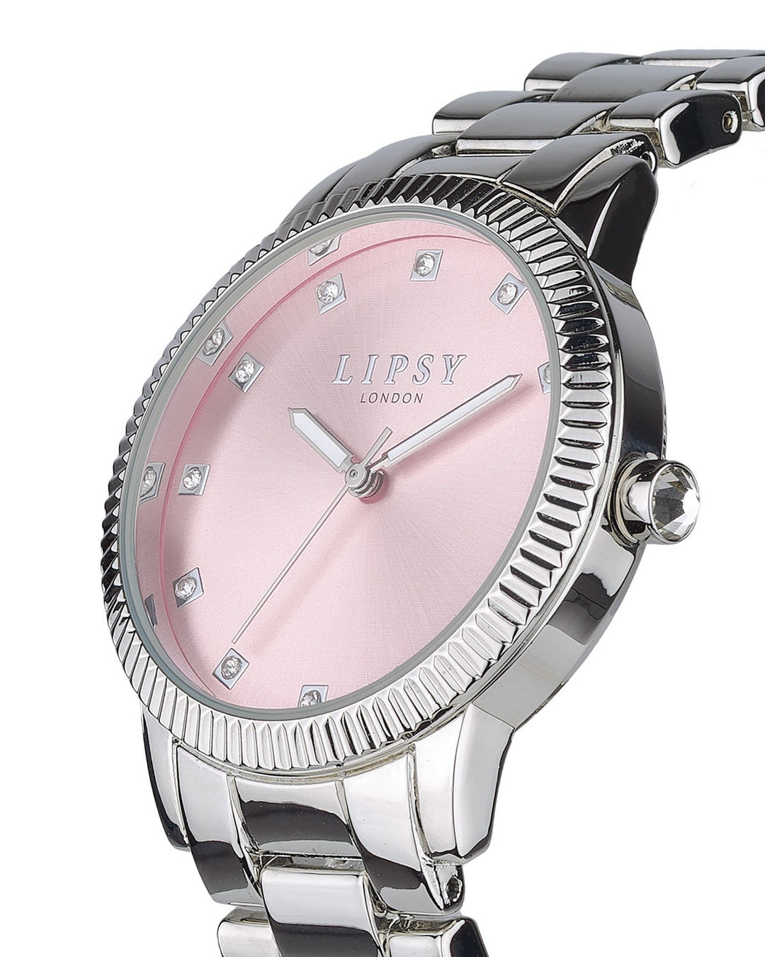 Lipsy Silver Bracelet Pink Sunray Dial Watch LP983