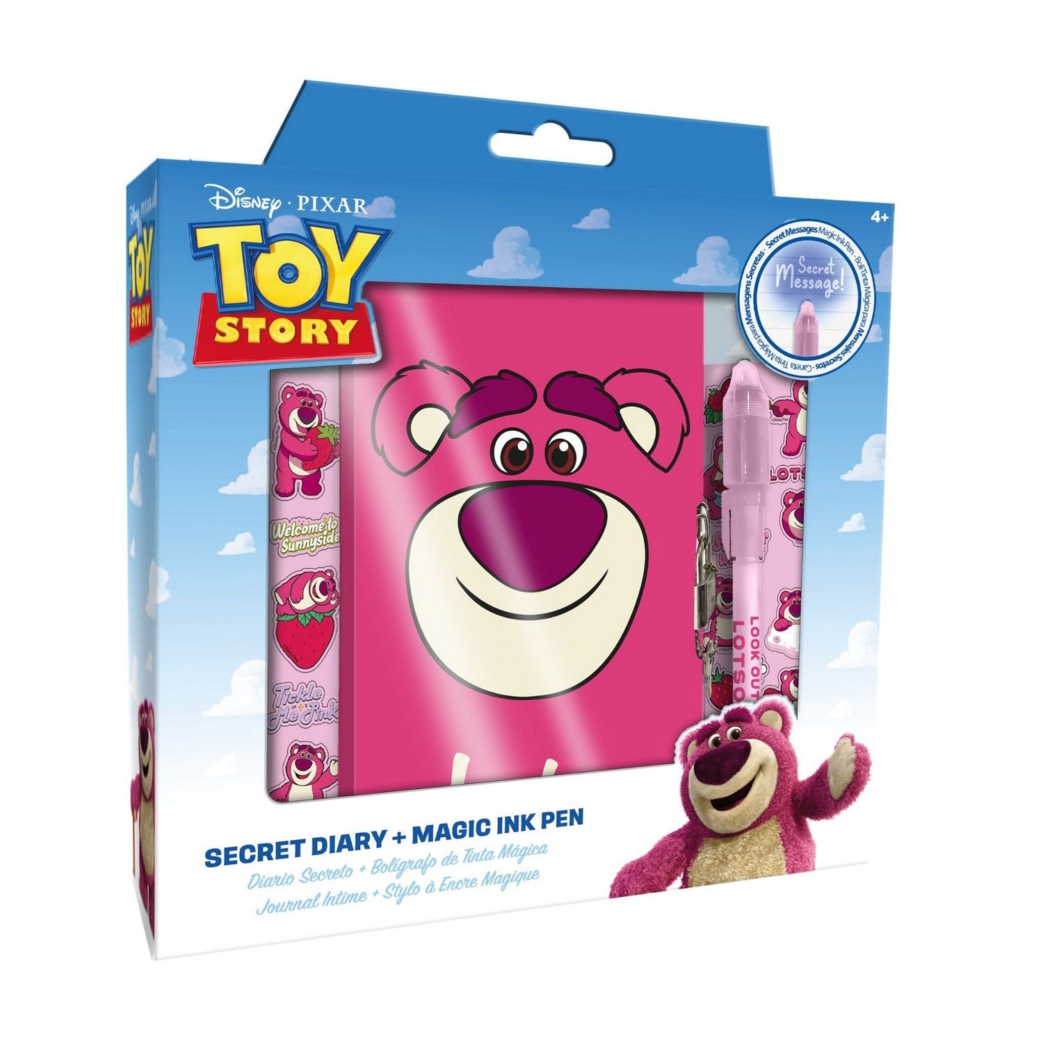 Kids Film And Cartoon 6 Piece Locked Diary Magic Ink Set Lotso Toy Story Pen LTS00011
