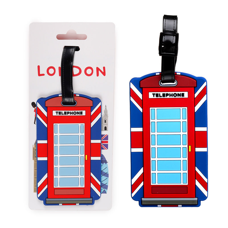 London Souvenir Union Jack Red Telephone Box PVC Luggage Tag LUT04
