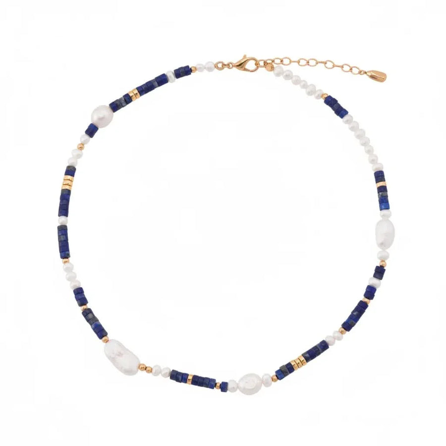 Lapis lazuli Baroque pearl necklace