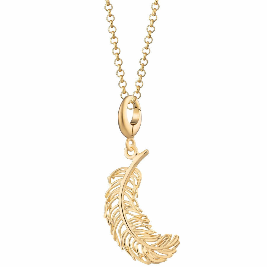 Large Gold Plated Feather Necklace CNGFL-1