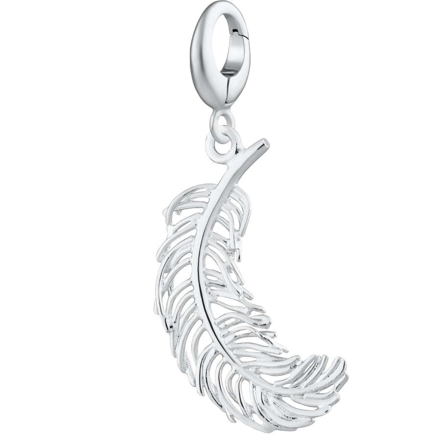 Large Silver Feather Charm CSFL